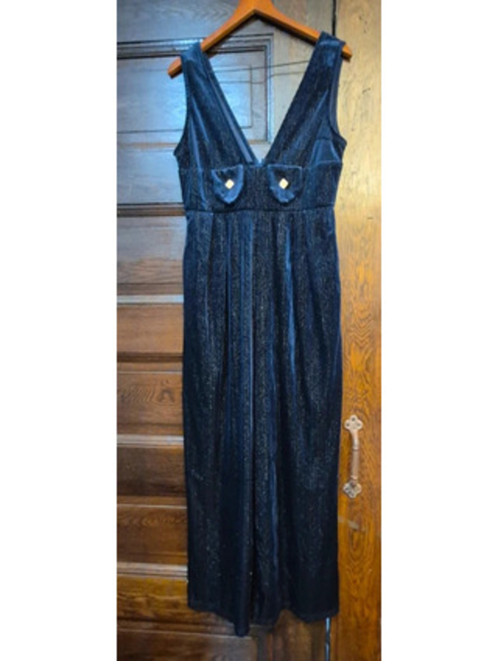 Navy blue with gold filament jumpsuit